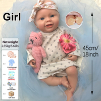 Poupée Reborn en Silicone Souriant avec Sucette, Lavable, Corps Souple, Décoration DIY, Jouet Interactif pour Tout-Petits