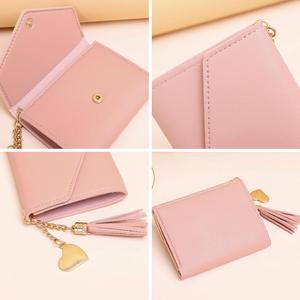 Cartera de Cuero Pequeña para Mujer, con Múltiples Ranuras, Color Sólido, Estilo Clásico, con Cierre, Ventana para Identificación y Bolsillo para Monedas - Product Image 5