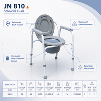 Chaise de toilette pliante en acier blanc avec cadre de soutien latéral en U pour les soins à domicile, les maisons de retraite et la sécurité des personnes âgées et des patients