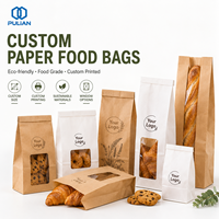 Sacs en papier kraft imprimés sur mesure avec fenêtre, qualité alimentaire, pour boulangerie, pain, biscuits, sandwichs, avec logo