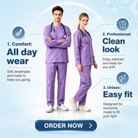 Uniforme de travail pour spa, tunique de spa en polyéthylène à col en V et manches courtes, uniforme de massothérapeute, vente en gros, salon de beauté, séchage rapide