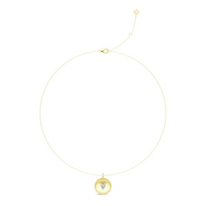 Joyería de diseño Original 925 corazón de plata Zirconia cúbica chapado en oro Sunburst rayos rayas círculo geométrico disco colgante collar - Product Image 5