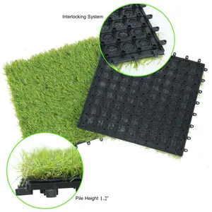 300*300mm in erba sintetica ad incastro tappeto di piastrelle in erba artificiale senza colore dissolvenza naturale piastrelle del ponte