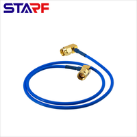 Kabel Pigtail RG402 1M 3M 5M Frekuensi Tinggi 18GHz RG402 Biru Semi-fleksibel VSWR Baik SMA Sudut Kanan Male ke Male