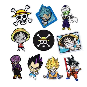 Fashion designer garment accessories high quality iron on anime embroidery heat press patches