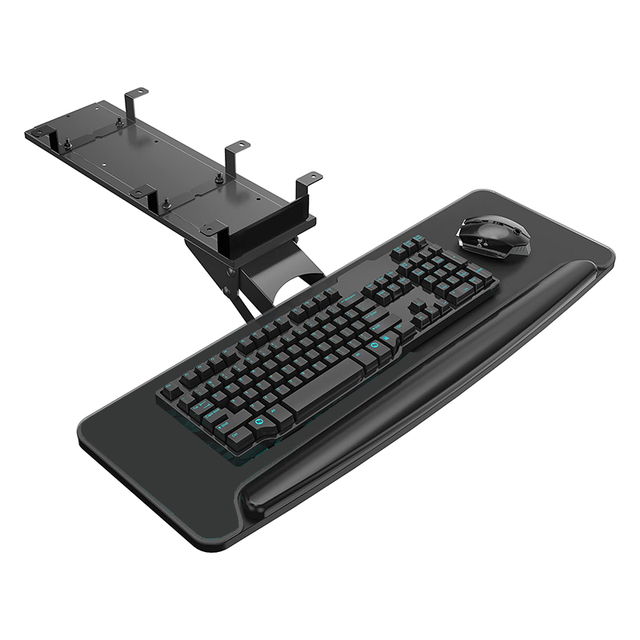 Under Desks Clamp-on Keyboard Tray Holder with Sliding Computer Keyboard Drawer