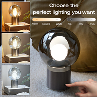 PULUOTI Lampe de bureau à globe en verre minimaliste nordique, éclairage d'intérieur, ampoule intelligente, lampe de chevet, lampe de table rechargeable Type-C