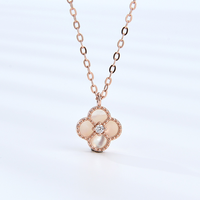 S925 Sterling Silber 18K Vergoldet ZIRKON Natürlicher Onyx Perlmutt Kleeblatt Ketten-Halskette Anlauffreier Luxus Damenschmuck