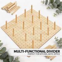 Mezurun – Organisateur de tiroir en bois ajustable et modulable de 21 à 24 pouces pour cuisine, avec 32 chevilles personnalisables