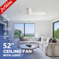 Ventilateur de plafond 1stshine de 52 pouces à profil bas avec lumière pour plafond bas, moteur DC silencieux, télécommande intelligente