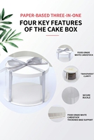 Boîte d'emballage pour gâteau d'anniversaire avec fenêtre, qualité alimentaire, motif floral, 4/6/8/10/12 pouces, écologique, imperméable, jetable, auto-érectible