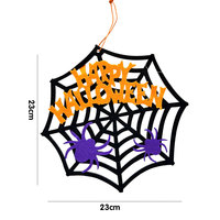Décoration suspendue toile d'araignée en feutre pour Halloween, avec lettres 'Joyeux Halloween' et pendentif araignée violette, pour porte d'entrée, fenêtre, mur, fête à domicile