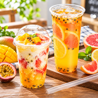 Grands gobelets en plastique PP transparents en forme de U avec couvercles, emballages jetables pour boissons, jus, boba, thé au lait et café à emporter