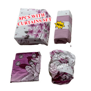 Nhà Máy Bán Buôn Vua Kích Thước 8 Mảnh Bộ Đồ Giường Đặt Ga Trải Giường Bộ 8 Pcs Được Trang Bị Tấm Ga Trải Giường Với Rèm Cửa Cho Đám Cưới - Product Image 3