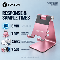 Support de téléphone réglable en aluminium, pliable, pour bureau, support mobile stable en métal, OEM ODM, logo personnalisé pour les acheteurs B2B en gros