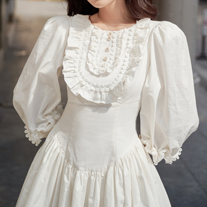 Mini abbigliamento ampio Jurk Vintage Wit abito personalizzato estivo biologico Boheme donna donna donna Hawaii cotone altalena bianco - Product Image 5