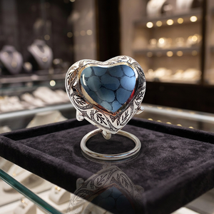 Heart Shaped Pet <b>Urn</b> Stainless Steel Antique Style Durable Casket for Ashes - Product Image 3