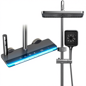 <span class=keywords><strong>Grifos</strong></span> de Ducha de Baño de Cerámica con Luz Ambiental de Cielo Estrellado, Pantalla Digital, Patrón de Masaje con Rociador de Lluvia y Ducha Completa Termostática - Product Image 1