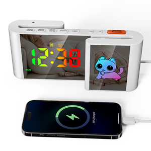 2026 hiện đại điện tử hình chữ S Màn hình kép kỹ thuật số bảng báo thức đồng hồ Máy tính để bàn đài phát thanh mờ phim hoạt hình ánh sáng ban đêm nhà - Product Image 5