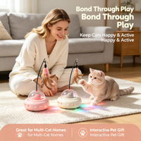 Jouet laser automatique pour chat, baguette interactive à plumes, rechargeable, silencieux, jouet pour chaton à mouvement autonome pour chats d'intérieur