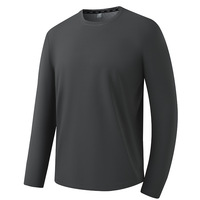 Camiseta Deportiva de Manga Larga para Hombre, Cuello Redondo, Secado Rápido, Elástica en Cuatro Direcciones, para Actividades al Aire Libre, Ropa Deportiva para Correr, Capa Intermedia