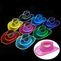Chapeau de Cowboy/Cowgirl Lumineux LED Coloré pour Adultes – Chapeau de Fête Clignotant pour Halloween, Noël et Soirées Cosplay (Vente en Gros)