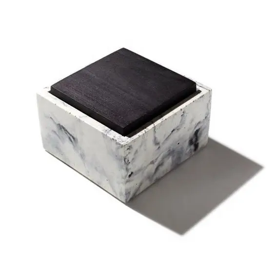 Boîte de rangement en résine de marbre naturel, boîte écologique avec couvercle, pour décoration de bureau, hôtel et maison