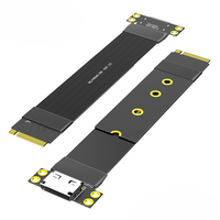 Kabel Adaptor Fleksibel HLT M.2 Key-M U.2 SFF-8611/8612 Antarmuka NVMe 2280 Oculink 4i Panjang 200mm Plug and Play Kompatibel PCIe 4.0