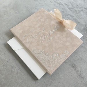 <span class=keywords><strong>Invitation</strong></span> de mariage personnalisée en velours beige avec monogramme en feuille d'argent, enveloppe en acrylique transparent avec ruban, cadeau de mariage, <span class=keywords><strong>invitation</strong></span> de fête - Product Image 6
