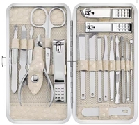 Ensemble de manucure Kit de coupe-ongles professionnel 18 pièces outil de soin des ongles de manucure en acier inoxydable pour salon à domicile