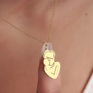 QIUHAN Collana Personalizzata OEM in Acciaio Inox con Incisione Nome Mamma e Bambino, Regalo per Neomamme - Product Image 2
