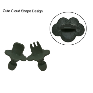 Precio de fábrica libre de BPA precio de fábrica de bebé cucharde horquilla de silicona conjunto de forma de nube para la alimen - Product Image 3