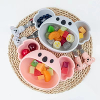 Assiette portable personnalisable pour enfants en forme de koala Assiette d'alimentation en silicone pour bébés Ensemble pour tout-petits Bol à ventouse résistant à la chaleur avec cuillère et fourchette