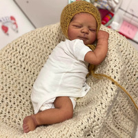 Poupées réalistes de bébé noir réincarné en vinyle de corps entier de 19 pouces, peau foncée, nouveau-né réaliste, poupée garçon avec accessoires M042