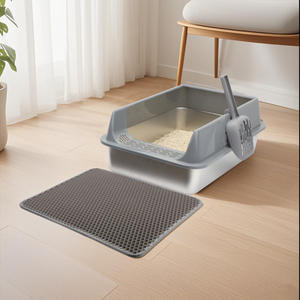 Toilette pour chat semi-fermée en acier inoxydable à côtés hauts, facile à nettoyer, de grande taille, anti-éclaboussures, épaisse - Product Image 4