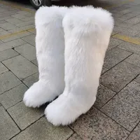 Bottes de neige pour femmes en fausse fourrure longue et moelleuse, à plateforme mi-mollet, antidérapantes, chaudes, respirantes, avec semelle EVA, pour toutes les saisons, intérieur et extérieur