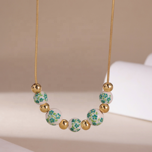 18-каратное Золотое ожерелье из нержавеющей стали винтажный синий фарфор кулон китайская керамическая бижутерия традиционное элегантное женское ожерелье - Product Image 5