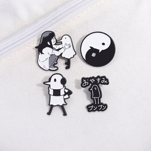 Pins de esmalte personalizados de dibujos animados Oyasumi <span class=keywords><strong>Punpun</strong></span>, insignias de animales y pájaros adorables, regalos para mochilas y solapas, broche <span class=keywords><strong>Goodnight</strong></span> Punk - Product Image 4