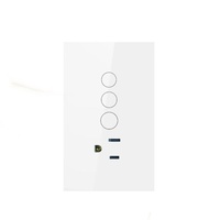 Interrupteur intelligent US Zigbee, application Smart Life, Alexa, interrupteur en verre 1/2/3 voies + prise 110v 240v Alexa