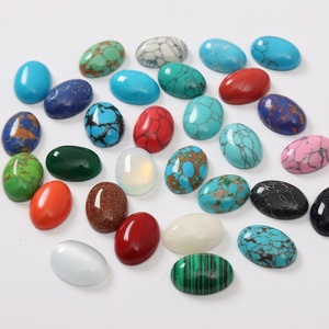 Cabochons ovales synthétiques 13x18mm à dos plat, multicolores et multi-types, <span class=keywords><strong>pour</strong></span> incrustation de bagues et <span class=keywords><strong>boucles</strong></span> <span class=keywords><strong>d</strong></span>'<span class=keywords><strong>oreilles</strong></span>, et perles <span class=keywords><strong>pour</strong></span> la fabrication de bijoux - Product Image 1