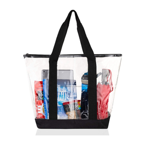 Holograma Shopper Bag Transparente al aire libre Moda PVC Tote Bags LOGOTIPO personalizado Serigrafía PU Asas Carta 100PCS/CTN - Product Image 1