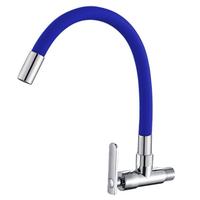 Robinet d'évier de cuisine simple moderne corps en zinc argent robinet de pulvérisation thermostatique mural tuyau flexible pas cher prix froid