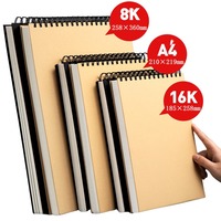 Carnet de croquis personnalisé grand format à spirale, couverture en kraft, bloc de dessin vierge pour artistes, étudiants et fournitures artistiques