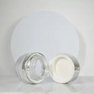 Make Up Face Cream Lip Balm Lotion Storage Containers White Silver Edge Refillable Cosmetic Facial Cream Jar