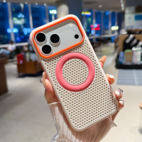 Étui Premium Triple Couche TPU PC TPE pour iPhone 13-18, Série Donut, Maille 3D Respirante, Coque Magnétique pour Charge Sans Fil