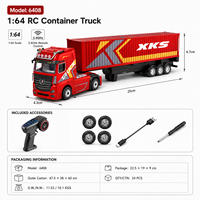 Camion de transport télécommandé 2,4G à l'échelle 1:64 avec remorque porte-conteneurs, lumières, son et chargement détachable – Jouet pour enfants