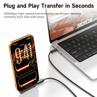 Connecteur USB-C à 90 degrés 2-en-1 Toocki avec support pliable, transfert de données 480 Mbps, pour jeux vidéo et visionnage