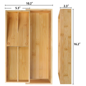 Bamboo Drawer Organizer Expandable <b>Kitchen</b> <b>Storage</b> <b>Box</b> For Cutlery Tableware Rectangular Desktop Organizer 18L Capacity - Product Image 2