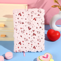 Vente chaude coeur en peluche mignon rose/blanc cahier saint valentin cadeau journal corée