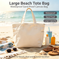 Grand sac de plage imperméable et résistant au sable en toile avec poches zippées pour les vacances d'été